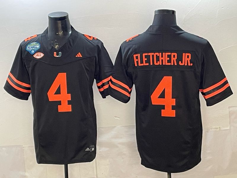 Men 2026 Miami Hurricanes #4 Fletcher jr Black 3th generations Limited NCAA Jersey 0016